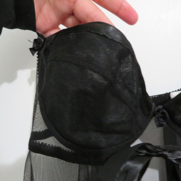 Victoria's Secret Women Sz 34B Black Vintage Y2K Sheer Open Front Flowy Nightie - Picture 4 of 8